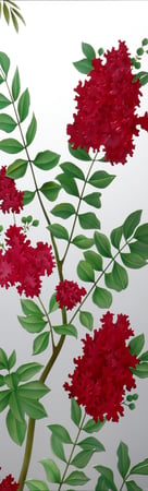 Door Glass Insert featuring a Frosted Glass Floral Design Sandblast Etched Glass Crepe Mertyl Design by Sans Soucie