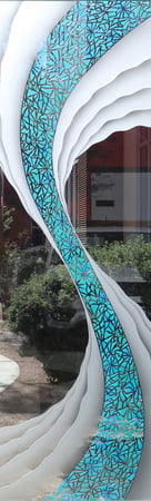 Door Glass Insert with Frosted Glass Abstract Cyclone Blue Design by Sans Soucie