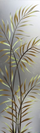 Interior Glass Insert with a sandblast Frosted Glass Tropical Design Custom-Designed Decorative Etched Glass