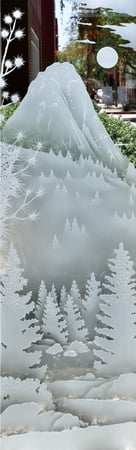 Door Glass Insert with Frosted Glass Landscapes Idyllwild Tahquitz Peak Design by Sans Soucie