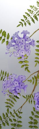 Door Glass Insert featuring Frosted Glass Design Etched Glass by Sans Soucie Art Glass with Custom Floral Design Jacaranda