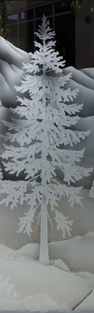Door Glass Insert featuring a Frosted Glass Trees Design Sandblast Etched Glass Oregon Clear Skies Design by Sans Soucie