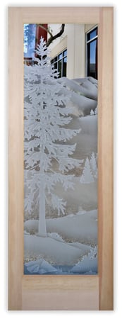 Pantry Door with a Frosted Glass Oregon Clear Skies II Trees Design for Semi-Private by Sans Soucie Art Glass