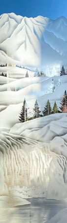 Door Glass Insert featuring a Frosted Glass Landscapes Design Sandblast Etched Glass Pine Falls Design by Sans Soucie