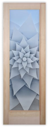 Pantry Door with Frosted Glass Floral Rose Petals Design by Sans Soucie