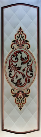 Door Glass Insert showcasing a Frosted Glass Traditional Design with Sandblast Etched Glass Art by Sans Soucie Royal Filigree Design