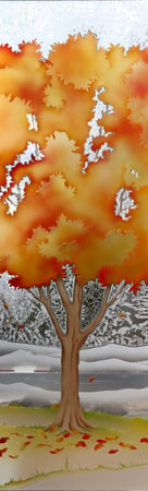 Door Glass Insert with a sandblast Frosted Glass Trees Design Custom-Designed Decorative Etched Glass