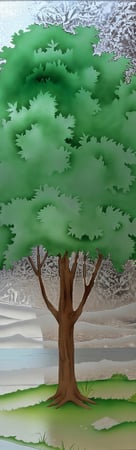 Door Glass Insert featuring a Frosted Glass Trees Design Sandblast Etched Glass Seasons Summer Design by Sans Soucie