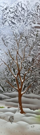 Door Glass Insert with Frosted Glass Trees Seasons Winter Design by Sans Soucie