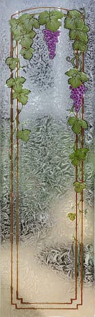 Door Glass Insert with a sandblast Frosted Glass Grapes & Ivy Design Custom-Designed Decorative Etched Glass