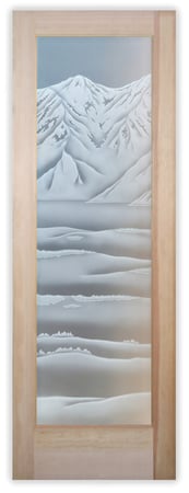 Pantry Door with a sandblast Frosted Glass Landscapes Design Custom-Designed Decorative Etched Glass