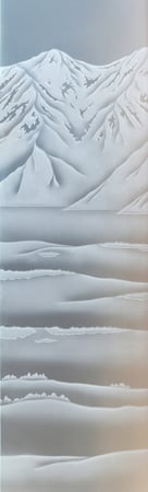 Door Glass Insert with a sandblast Frosted Glass Landscapes Design Custom-Designed Decorative Etched Glass