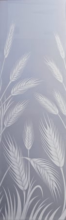 Door Glass Insert showcasing a Frosted Glass Foliage Design with Sandblast Etched Glass Art by Sans Soucie Wheat  Design