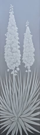 Door Glass Insert with a Frosted Glass Yucca Foliage Design for Private by Sans Soucie Art Glass