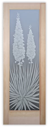 Pantry Door with a Frosted Glass Yucca Foliage Design for Private by Sans Soucie Art Glass