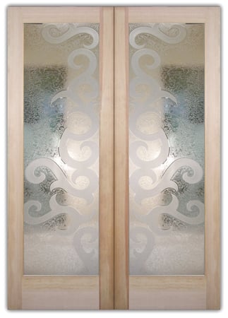 Pantry Door with a Frosted Glass Seville Traditional Design for Semi-Private by Sans Soucie Art Glass