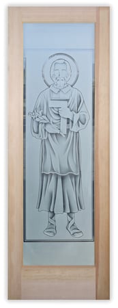 Front Door with Frosted Glass Liturgical St. Joseph Design by Sans Soucie