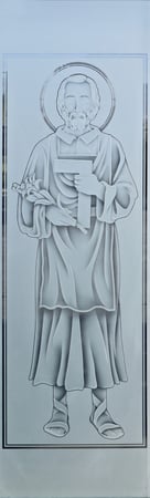 Door Glass Insert with Frosted Glass Liturgical St. Joseph Design by Sans Soucie