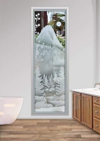 Window with Frosted Glass Landscapes Idyllwild Tahquitz Peak Design by Sans Soucie