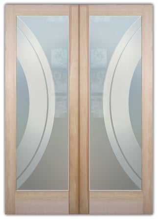 Interior Door with a Frosted Glass Sphere Geometric Design for Semi-Private by Sans Soucie Art Glass