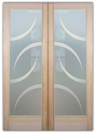 Interior Door with a Frosted Glass Swift Geometric Design for Semi-Private by Sans Soucie Art Glass