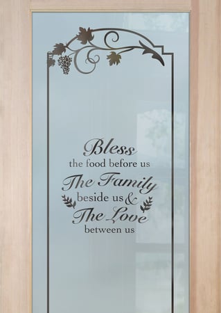 Pantry Door with Frosted Glass Sayings Family Blessing Design by Sans Soucie