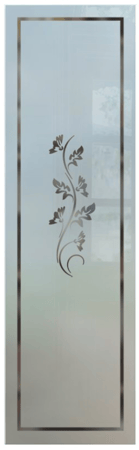Pantry Insert showcasing a Frosted Glass Foliage Design with Sandblast Etched Glass Art by Sans Soucie Oak Leaves Design