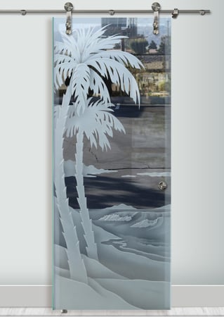 Glass Barn Door with sandblast Frosted Glass Design Art Glass Featuring Sandblast Etched Glass by Sans Soucie
