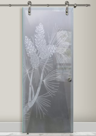 Glass Barn Door with sandblast Frosted Glass Design Art Glass Featuring Sandblast Etched Glass by Sans Soucie