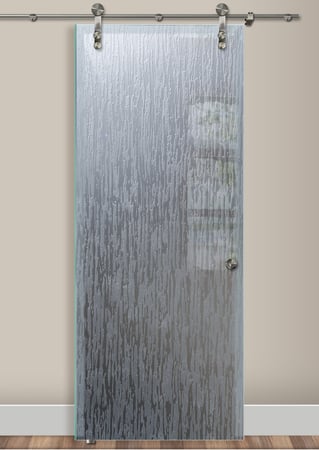 Glass Barn Door with a Frosted Glass Tree Bark Patterns Design for Private by Sans Soucie Art Glass
