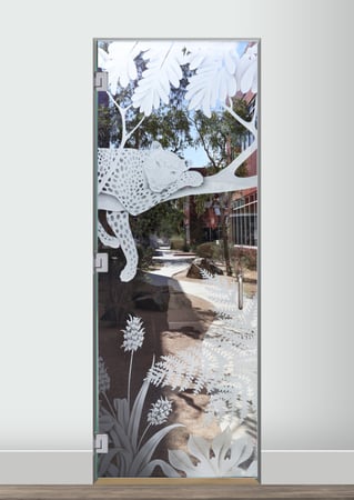 Interior Glass Door with Frosted Glass Wildlife Cheetah Design by Sans Soucie