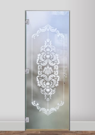 Interior Glass Door with Frosted Glass Traditional Damask Design by Sans Soucie
