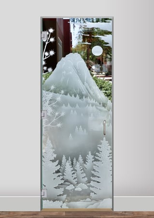 Interior Glass Door with Frosted Glass Landscapes Idyllwild Tahquitz Peak Design by Sans Soucie