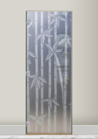 Interior Glass Door with Frosted Glass Asian Modern Bamboo Design by Sans Soucie