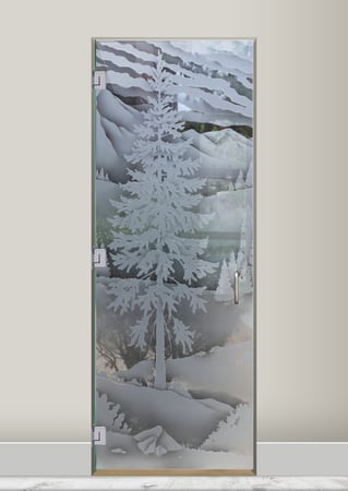 Shower Door with Frosted Glass Trees Oregon Design by Sans Soucie