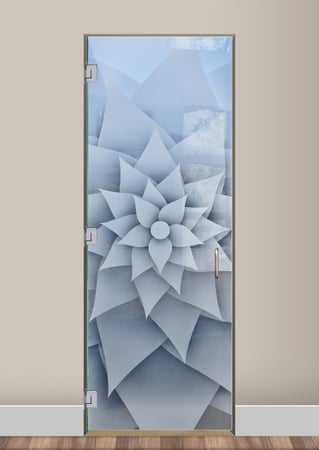 Interior Glass Door with Frosted Glass Floral Rose Petals Design by Sans Soucie