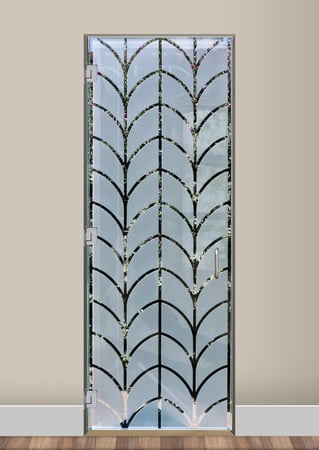 Interior Glass Door featuring Frosted Glass Design Etched Glass by Sans Soucie Art Glass with Custom Patterns Design Tiffany