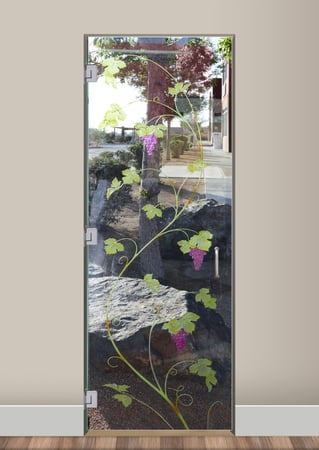 Interior Glass Door with a sandblast Frosted Glass Grapes & Ivy Design Custom-Designed Decorative Etched Glass