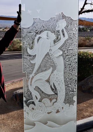 Partition with Frosted Glass Oceanic Mermaid Design by Sans Soucie