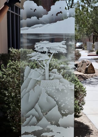 Partition with Frosted Glass Trees Lone Cypress Design by Sans Soucie