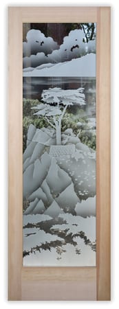 Front Door with Frosted Glass Trees Lone Cypress Design by Sans Soucie