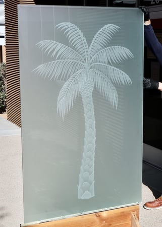 Partition with sandblast Frosted Glass Design Art Glass Featuring Sandblast Etched Glass by Sans Soucie