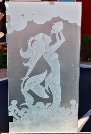 Interior Glass Door with Frosted Glass Oceanic Mermaid Design by Sans Soucie