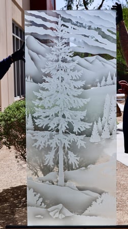 Partition with Frosted Glass Trees Oregon Design by Sans Soucie