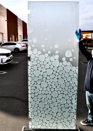 Shower Door with Frosted Glass Patterns River Rock Design by Sans Soucie