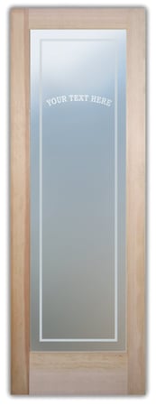 Bathroom Door with a sandblast Frosted Glass Personalized Text Design Custom-Designed Decorative Etched Glass