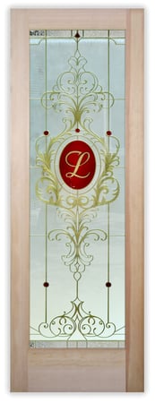 Front Door with a Frosted Glass Heirloom Monogram Traditional Design for Private by Sans Soucie Art Glass