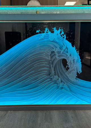 Edge Lit Glass with sandblast Frosted Glass Design Art Glass Featuring Sandblast Etched Glass by Sans Soucie