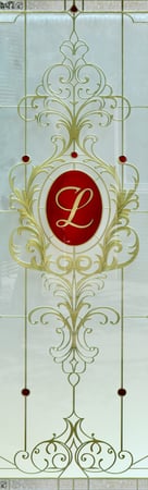 Interior Glass Insert with a Frosted Glass Heirloom Monogram Traditional Design for Private by Sans Soucie Art Glass