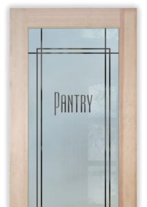 pantry door frosted glass word pantry and contemporary pinstripe overlapping border